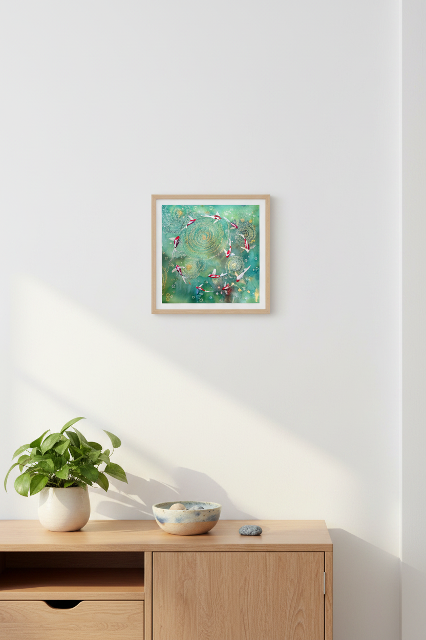 All Things Are Possible art print above a living room sideboard